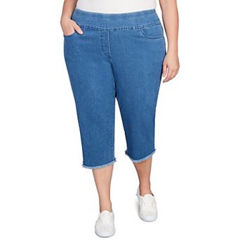 Plus Size Alfred Dunner Denim Fringe Hem Capri Pant