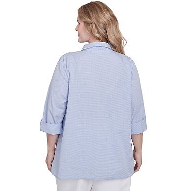 Plus Size Alfred Dunner Striped Woven Butterfly Button Down Top