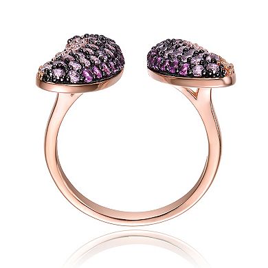 Two Tone Colored Cubic Zirconia Butterfly Bypass Ring