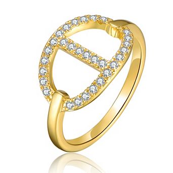 14k Gold Plated Cubic Zirconia Oval Ring