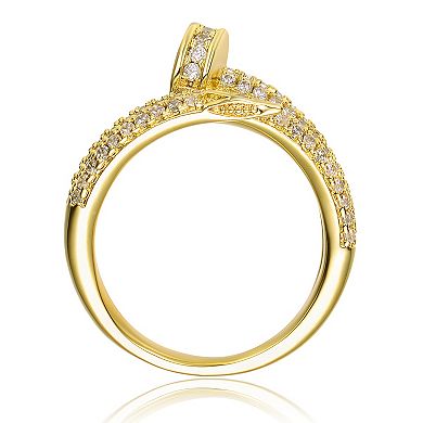 14k Gold Plated Cubic Zirconia Bypass Ring