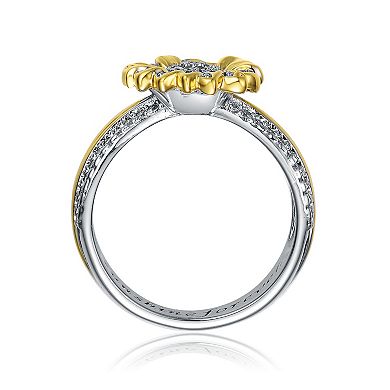 Two Tone Cubic Zirconia Nature Inspired Ring