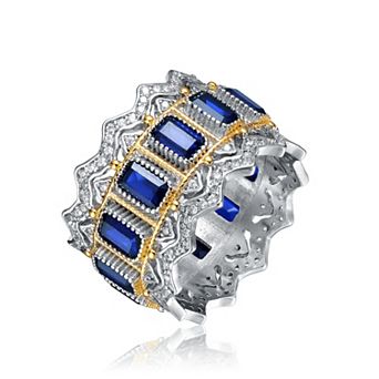 Two Tone Blue Cubic Zirconia Cocktail Ring