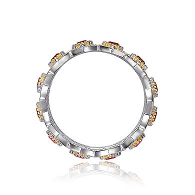 Two Tone Red Cubic Zirconia Cocktail Ring