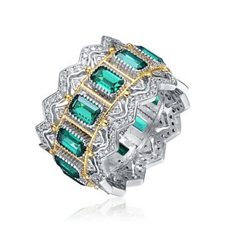 Two Tone Green Cubic Zirconia Cocktail Ring