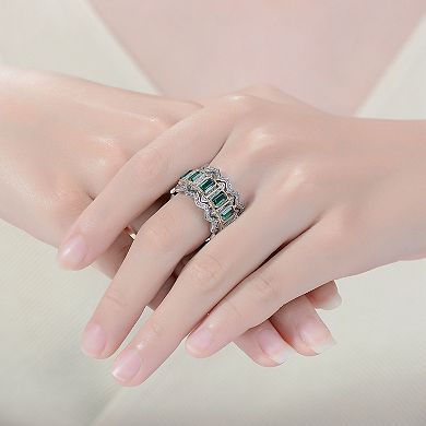 Two Tone Green Cubic Zirconia Cocktail Ring