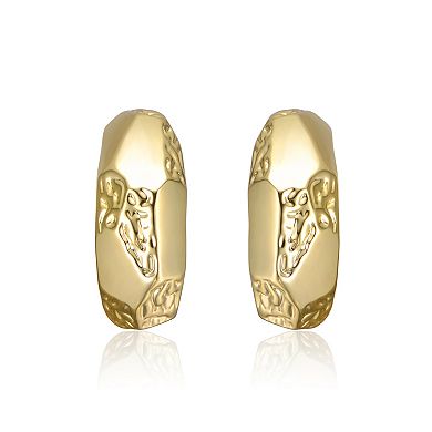 14k Gold Plated Geometric Gold Nugget C-Hoop Earrings