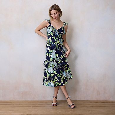 Women's LC Lauren Conrad Asymmetrical Ruffle Tea Length Dress
