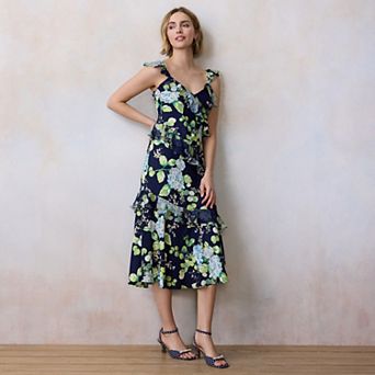 Women's LC Lauren Conrad Asymmetrical Ruffle Tea Length Dress