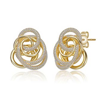 14k Gold Plated Multiple Eternity Circle Love Knot Stud Earrings