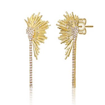 Two Tone 14k Gold Plated Cubic Zirconia Fringe Cascade Earrings