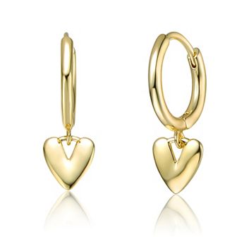 14k Gold Plated Heart Drop Earrings