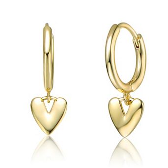 14k Gold Plated Heart Drop Earrings
