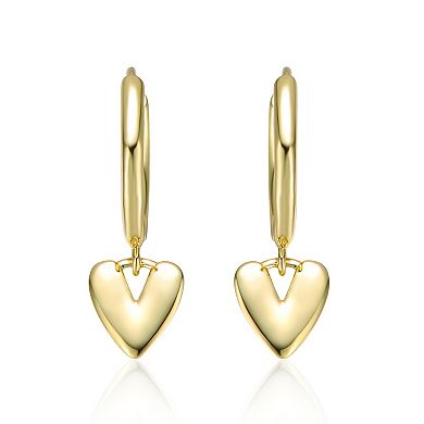 14k Gold Plated Heart Drop Earrings