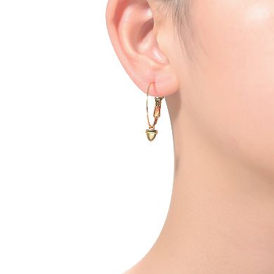 14k Gold Plated Cubic Zirconia Acorn Hoop Earrings