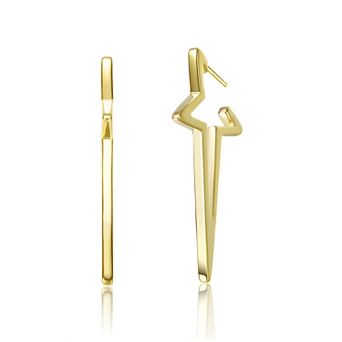 14k Gold Plated Star Open Hoop Earrings