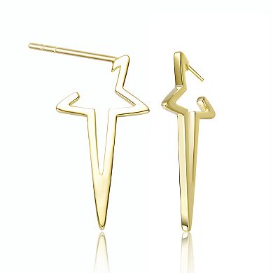 14k Gold Plated Star Open Hoop Earrings