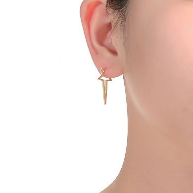 14k Gold Plated Star Open Hoop Earrings