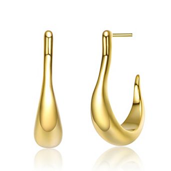 14k Gold Plated Asymmetrical Open Hoop Earrings