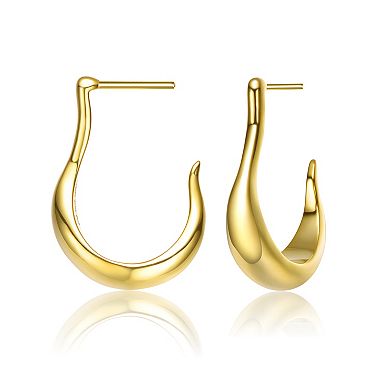 14k Gold Plated Asymmetrical Open Hoop Earrings