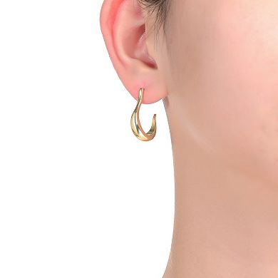 14k Gold Plated Asymmetrical Open Hoop Earrings