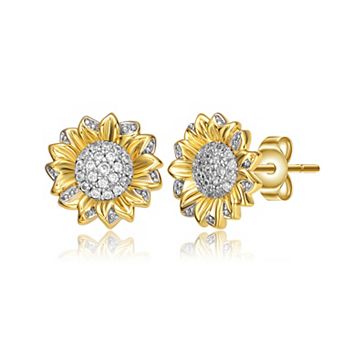 Two Tone Plated Cubic Zirconia Stud Earrings