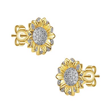 Two Tone Plated Cubic Zirconia Stud Earrings