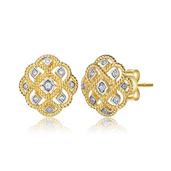 14k Gold Plated Cubic Zirconia Stud Earrings