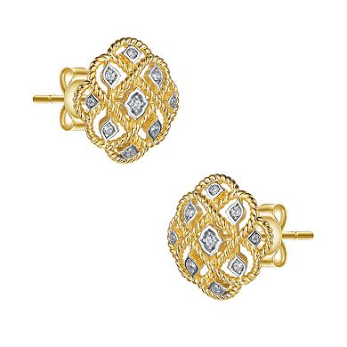 14k Gold Plated Cubic Zirconia Stud Earrings