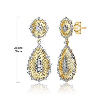 Two Tone Plated Cubic Zirconia Drop Earrings