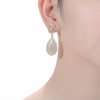 Two Tone Plated Cubic Zirconia Drop Earrings