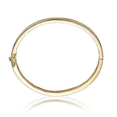 14k Gold Plated Bezel Set Cubic Zirconia Bangle Bracelet