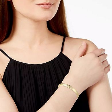 14k Gold Plated Bezel Set Cubic Zirconia Bangle Bracelet