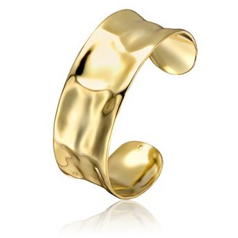 14k Gold Plated Hammered Finish Bangle Cuff Bracelet