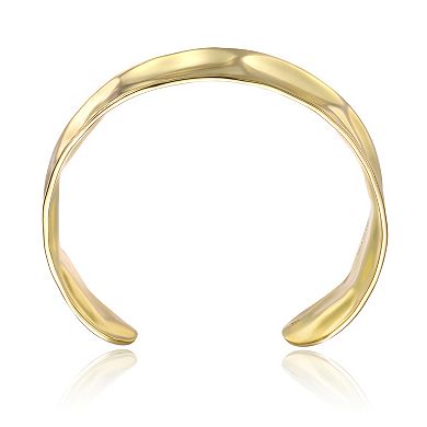 14k Gold Plated Hammered Finish Bangle Cuff Bracelet