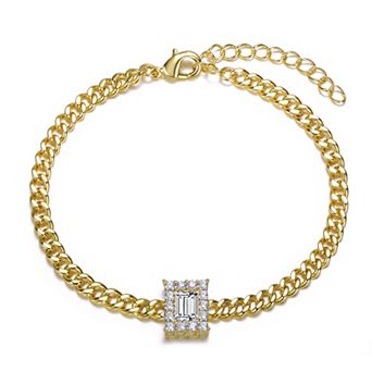 14k Gold Plated Cubic Zirconia Station Bracelet
