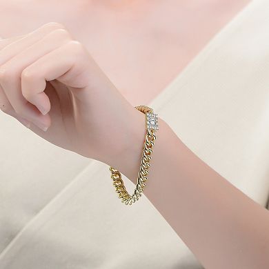 14k Gold Plated Cubic Zirconia Station Bracelet