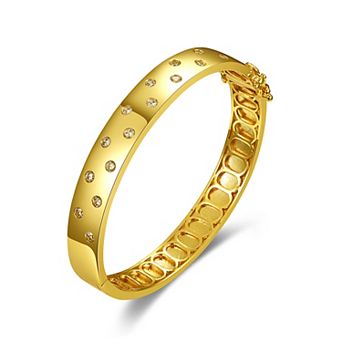 14k Gold Plated Cubic Zirconia Starry Sky Bangle Bracelet