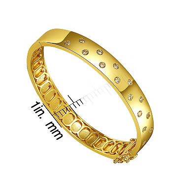 14k Gold Plated Cubic Zirconia Starry Sky Bangle Bracelet