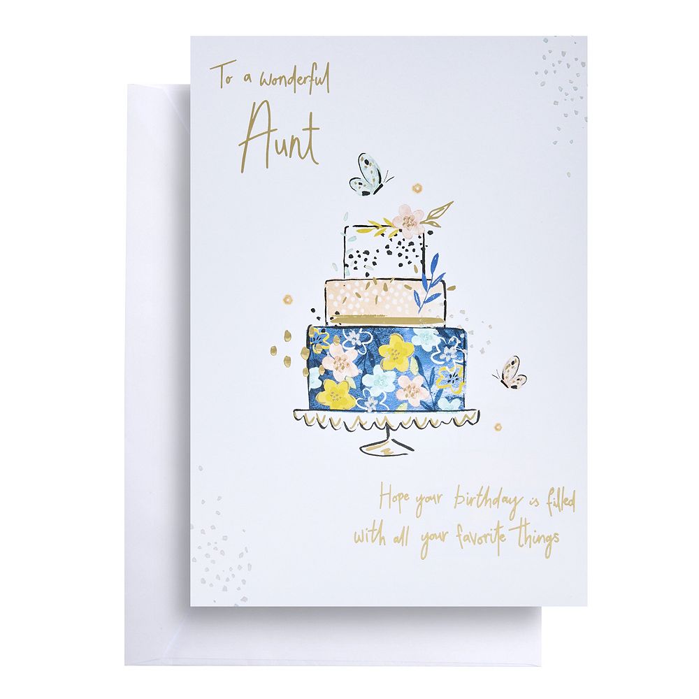 Card Factory Floral Gold & Silver Foil Aunt Birthday Greeting Card