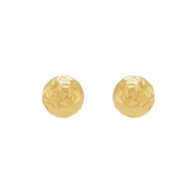 Everlasting Gold 10k Gold Crystal Cut Ball & Cubic Zirconia Earrings Set