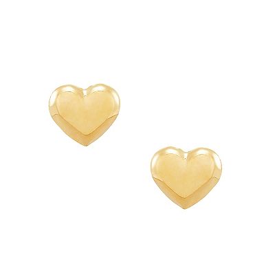 Everlasting Gold 10k Gold Cubic Zirconia & Heart Earrings Set