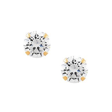 Everlasting Gold 10k Gold Cubic Zirconia & Heart Earrings Set