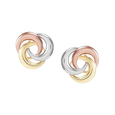 Everlasting Gold 10k Gold Tri-Color Loveknot Earrings