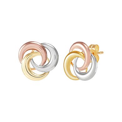 Everlasting Gold 10k Gold Tri-Color Loveknot Earrings