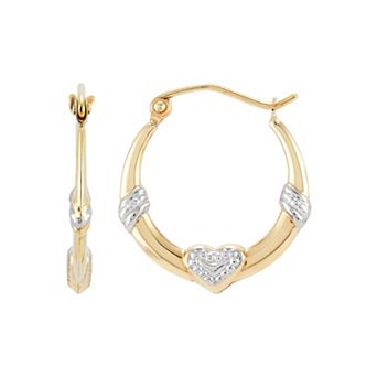 Everlasting Gold 10k Gold Heart Hoop Earrings