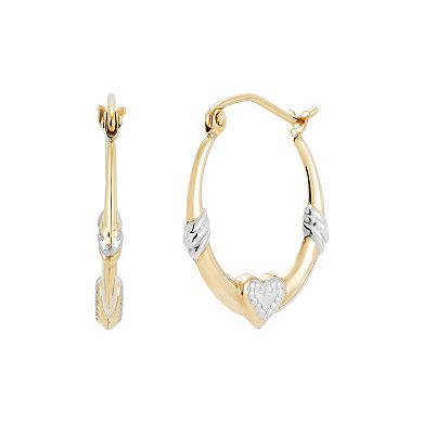 Everlasting Gold 10k Gold Heart Hoop Earrings