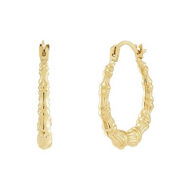 Everlasting Gold 10k Gold Bamboo Hoop Earrings