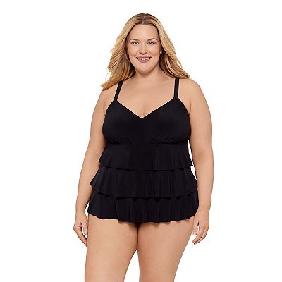 Plus Size Bal Harbour Triple Tier Fauxkini Swim Top