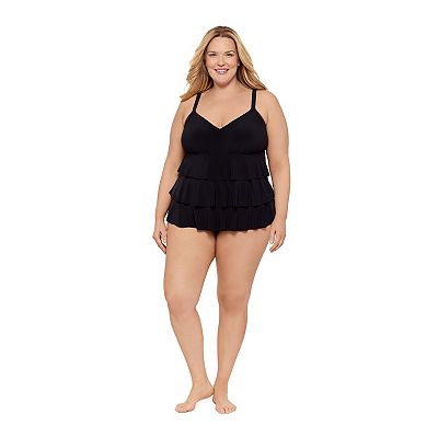 Plus Size Bal Harbour Triple Tier Fauxkini Swim Top